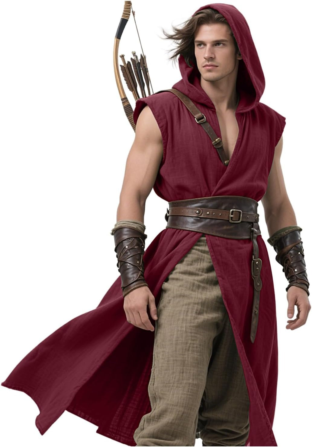 Medieval Sleeveless Cloak Renaissance Short Cape Men's Halloween LARP