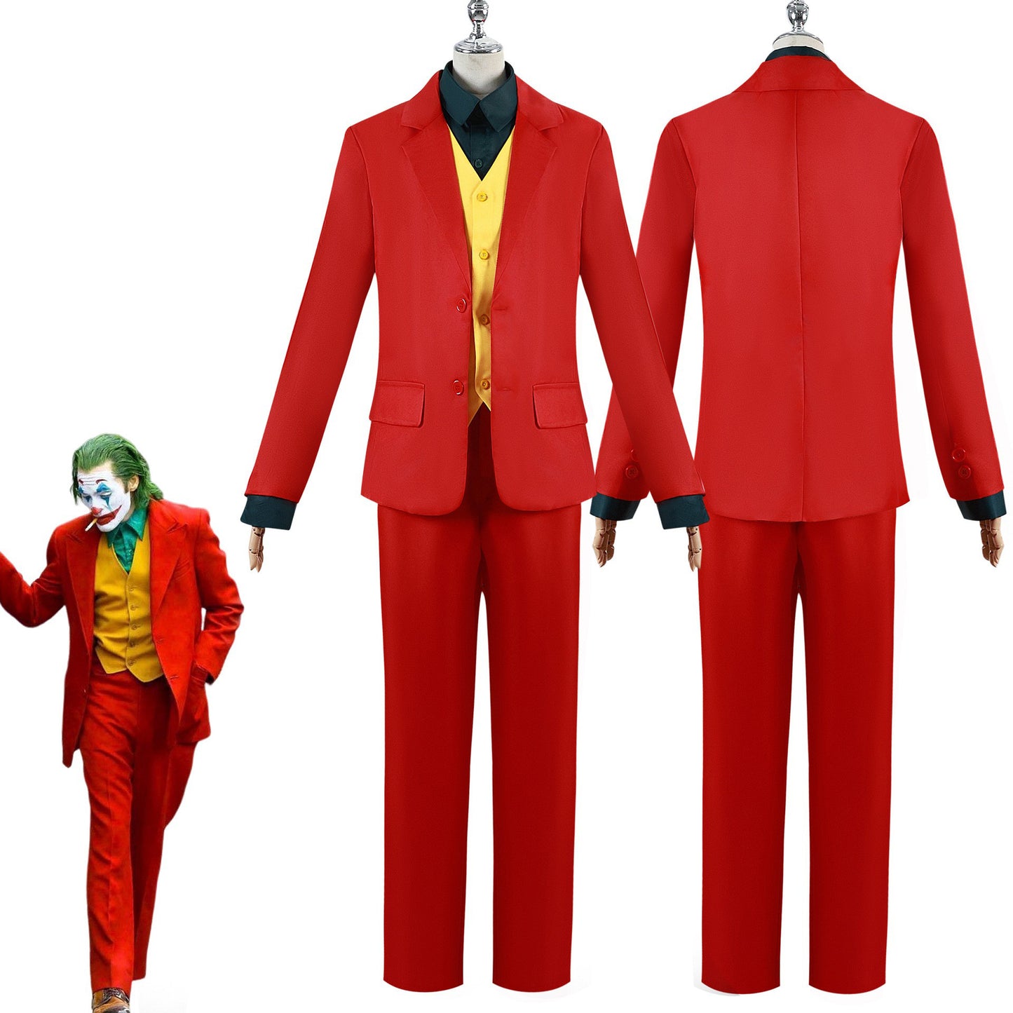 Joker Cosplay Costume – Arthur Fleck Red Suit | Joker (2019) | Red Blazer, Yellow Vest & Trousers Set | XS–3XL