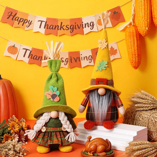 New Harvest Festival Decoration Harvest Season Dwarf Figurine Maple Leaf Rudolph Plush Faceless Doll Old Man
