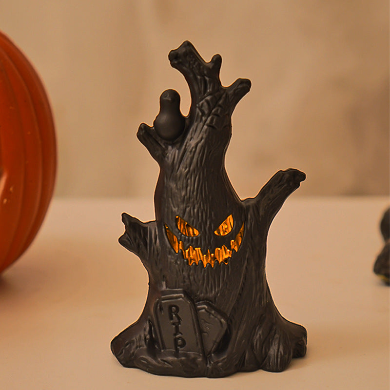 Halloween Decorative Funny Pumpkin Night Light Ghost Stump Decoration Scary Ghost Bedroom Scene Decoration Lamp