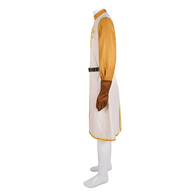 Monty Python Knight of the Round Table Cosplay Costume – White Sun Tabard, Gold Undershirt & Belt | XS–3XL