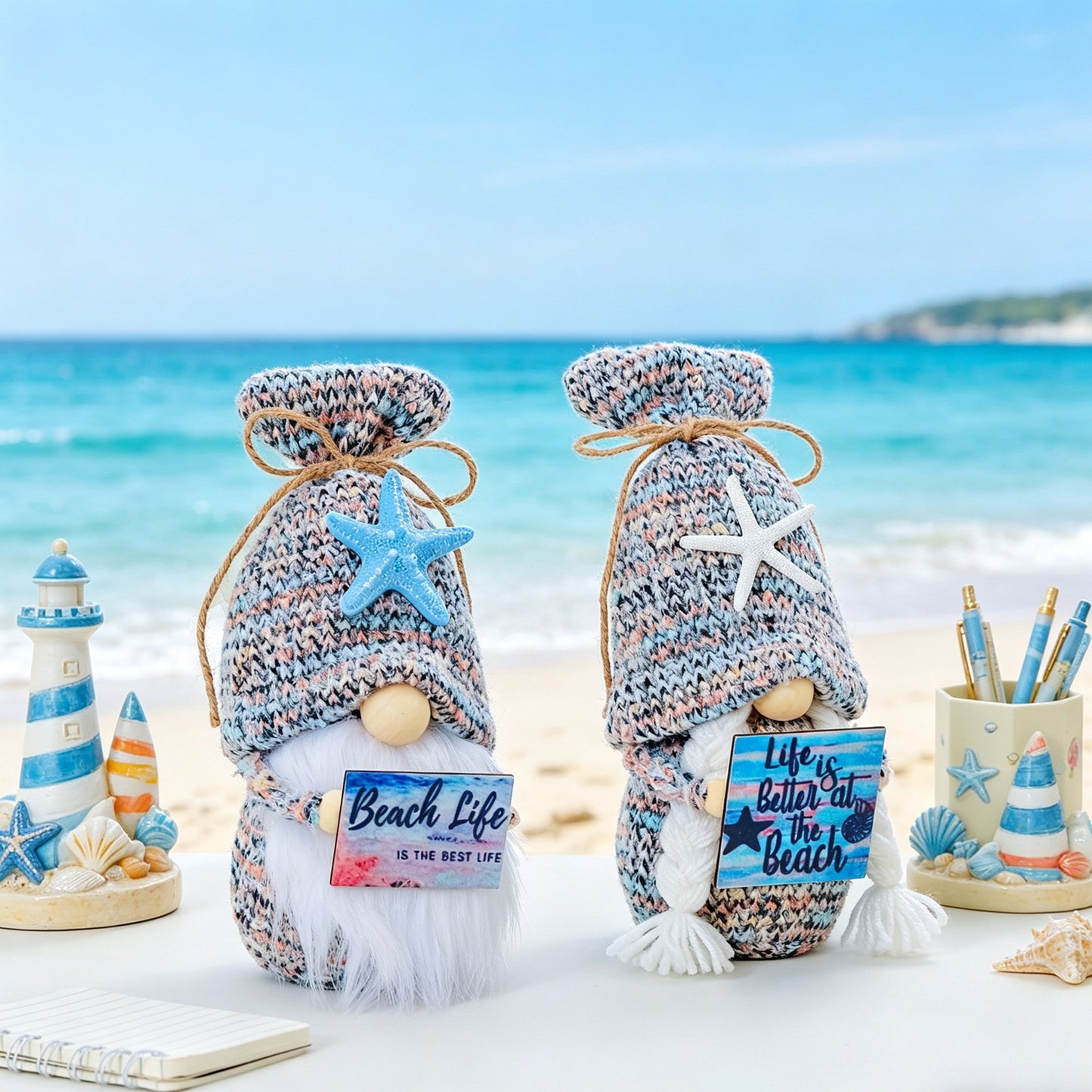 Cute Faceless Doll Knit Plaque Holder Sea Star Rudolph Gnome Doll Decoration Ornament