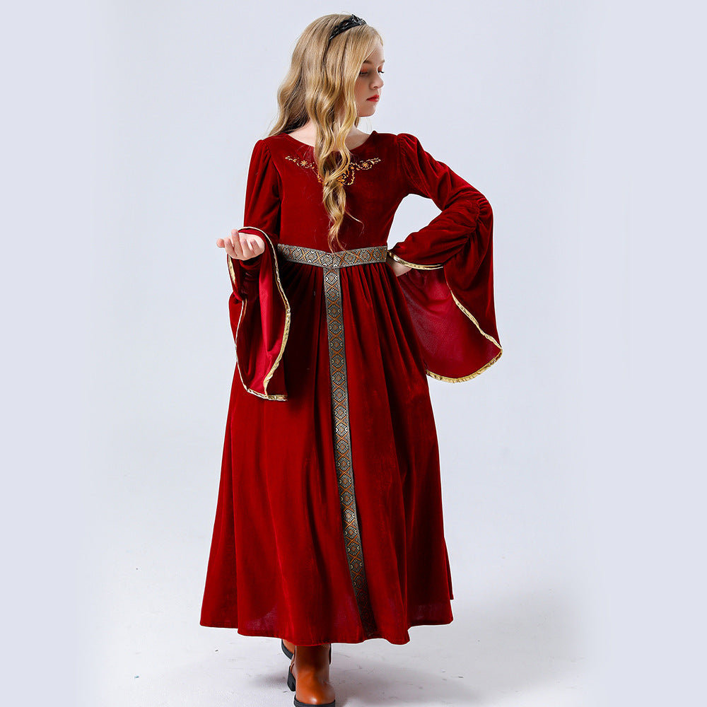 Stage performance costume, medieval Renaissance long dress costume, Halloween performance costume