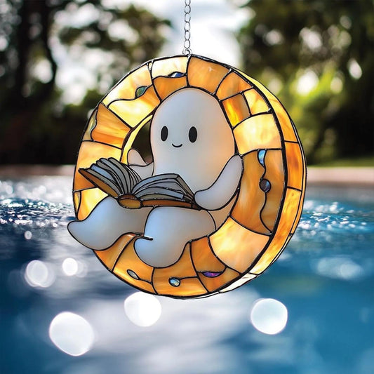 Halloween Decoration Ghost Reading Light Catcher Hanging Ornament Craft Pendant