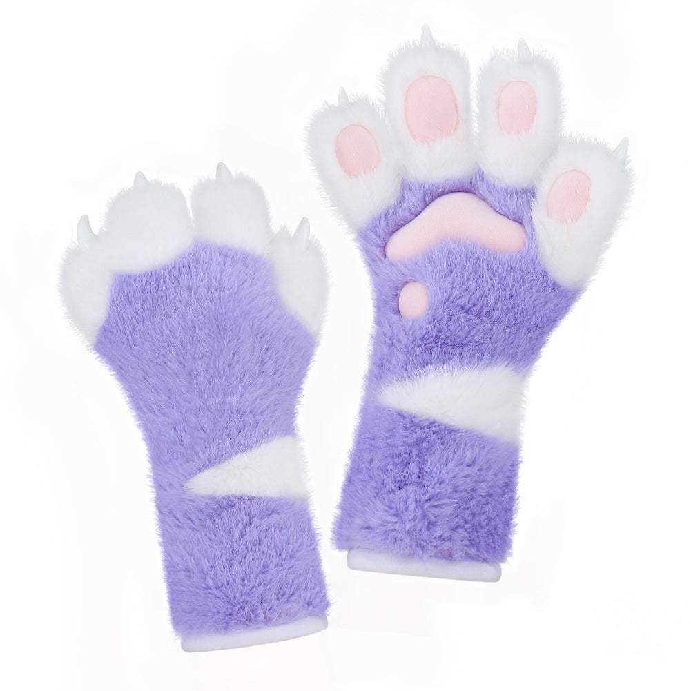 Original New Gloves Furry Handmade Beast Claw Long Style Furry Plush Gloves Halloween Cosplay Claw Prop