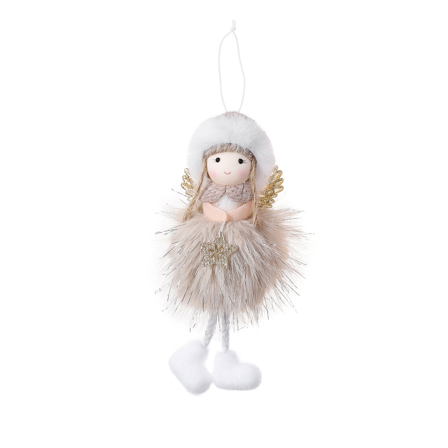 Christmas Angel Plush Hat Girl Doll Tree Ornament Holiday Decoration Party Decor