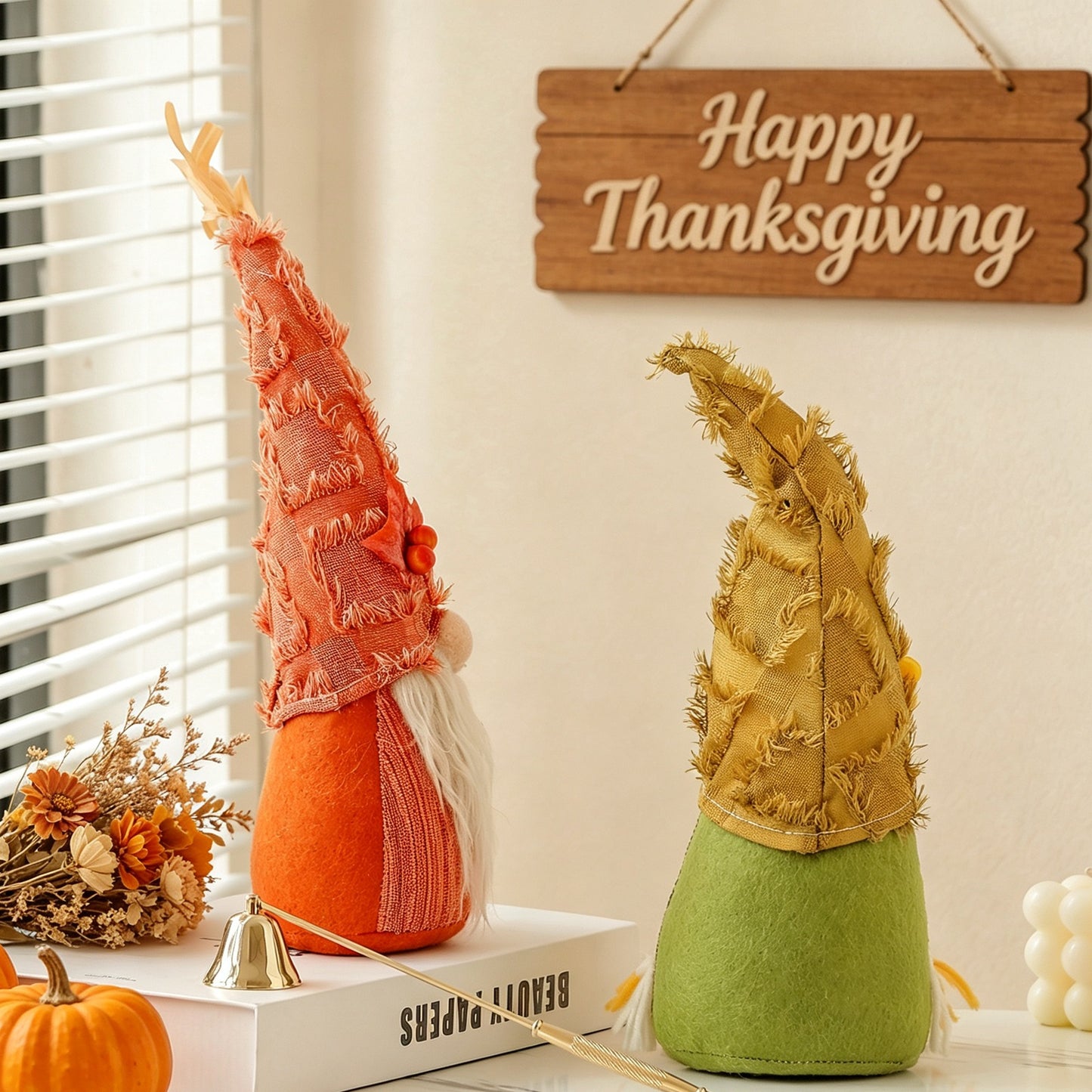 Harvest Festival Sunflower Maple Leaf Rudolph Thanksgiving Faceless Doll Desktop Display Figurine
