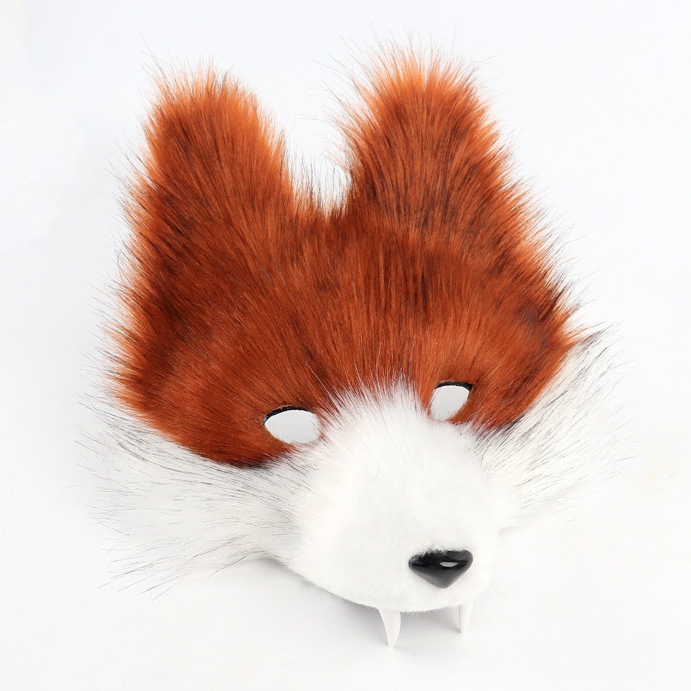 Halloween Realistic Wolf Tooth Mask 3D Set Cosplay Lone Wolf Plush Animal Tail Party Costume Accessory