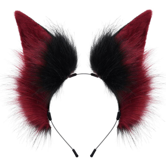 Fuzzy Cat Girl Animal Ears Headband, Cat Ears Cosplay Halloween Party Fox Ears Hair Accessory