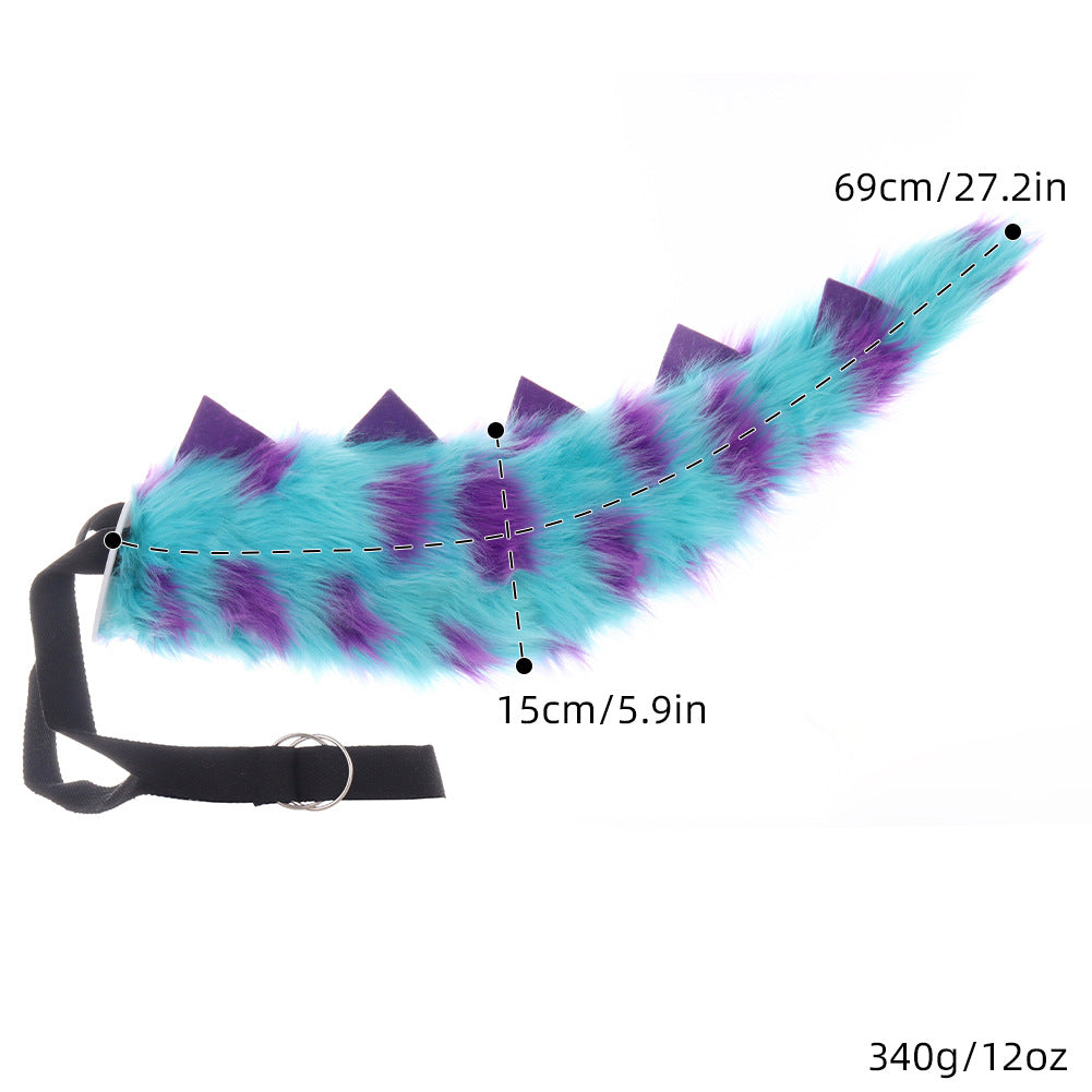 Halloween Green Dinosaur Tail Cosplay Monster Sulley Tail Adjustable Children's Performance Stage Prop