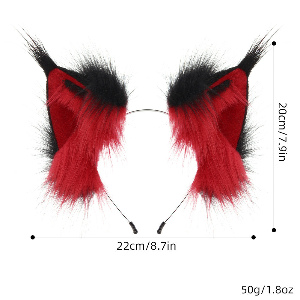 Handmade Realistic Lynx Ears Halloween Plush Headband Cosplay Hair Accessory Wildcat Ear Hair Decoration for Comic Con