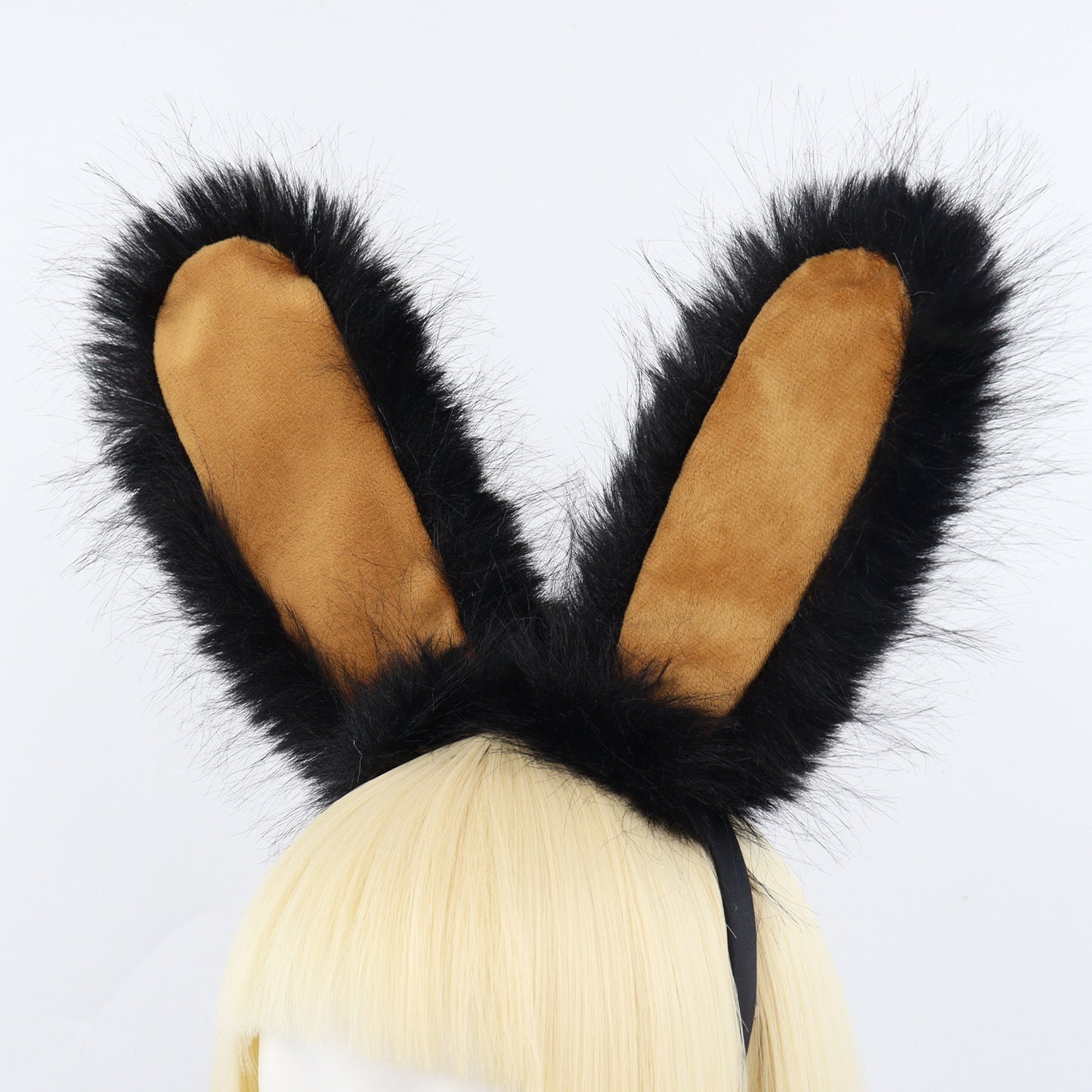 Handmade Rabbit Ear Headband, Fluffy Animal Ears Hair Accessory for Cosplay, Convention, Live Streaming Props