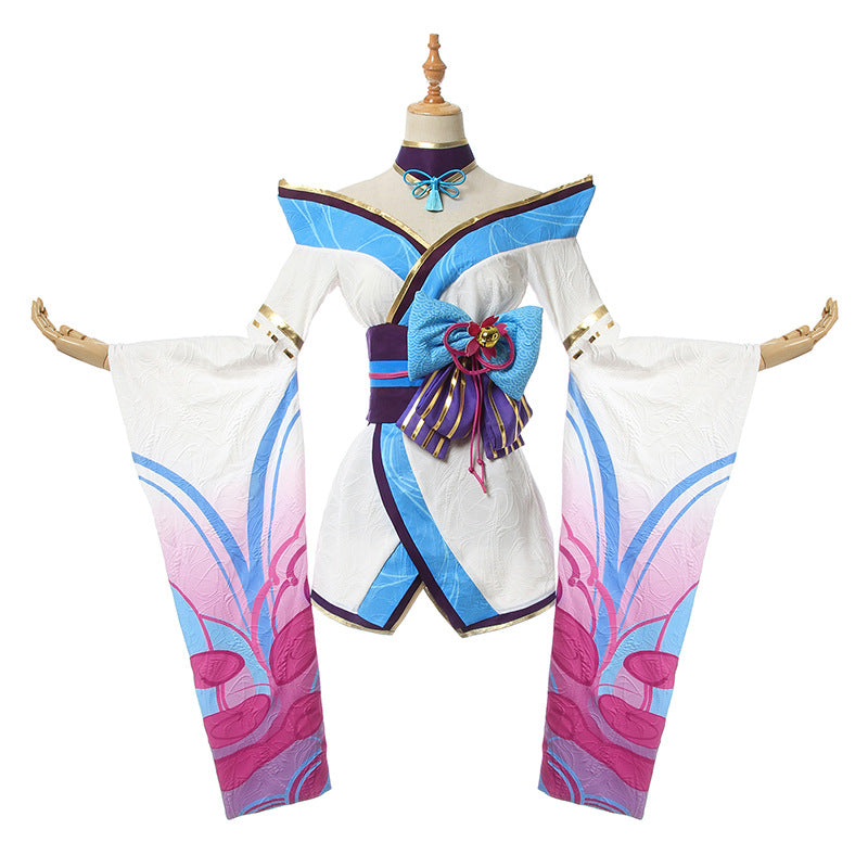 Spirit Blossom Ahri Cosplay Costume – League of Legends | Kimono Set + Wig Option