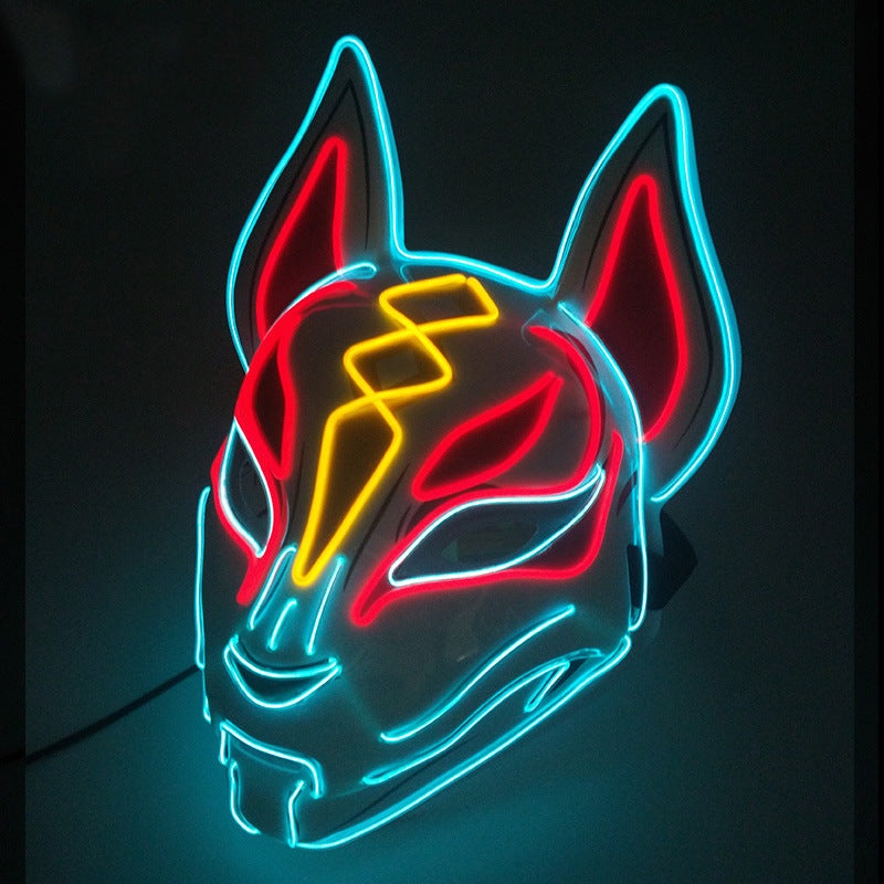 Halloween Party Glow Mask, Colorful Light Fox Mask, Costume Party Role Play LED Atmosphere Prop