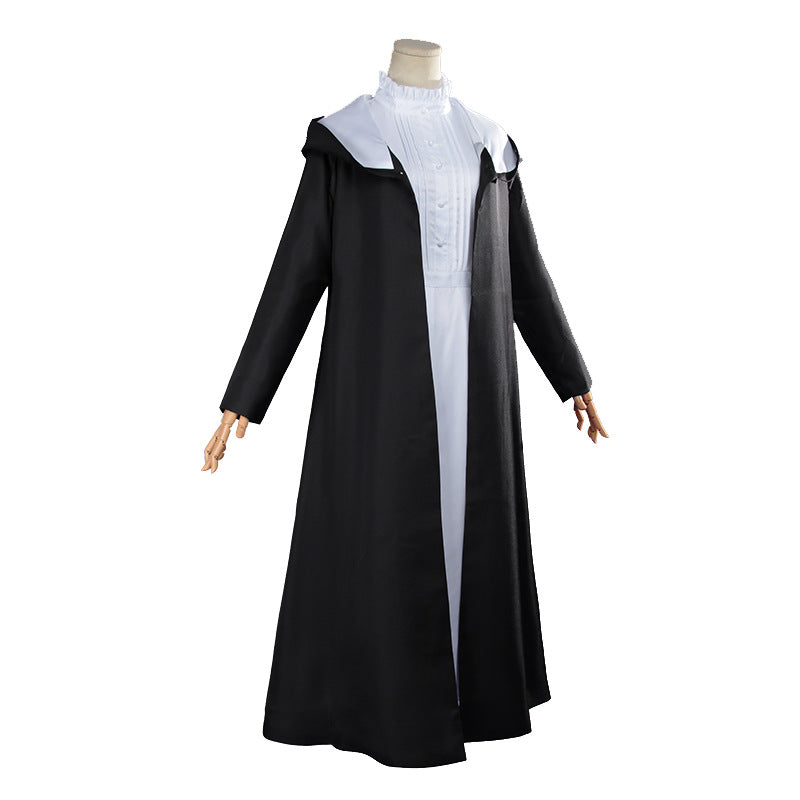 Frieren Cosplay Costume – Frieren: Beyond Journey's End | Black Hooded Coat & White Dress Set