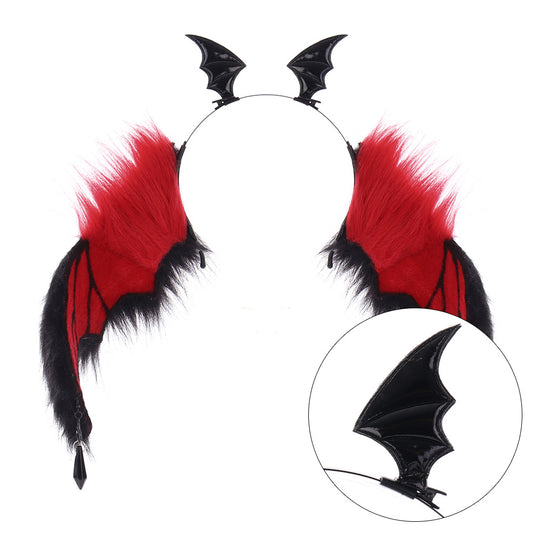 Dark Style Devil Bat Headband Halloween Convention Devil Horns Cosplay Bendable Animal Ears Performance Prop