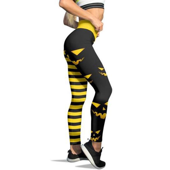 Halloween Pumpkin Print Leggings — Bottoms