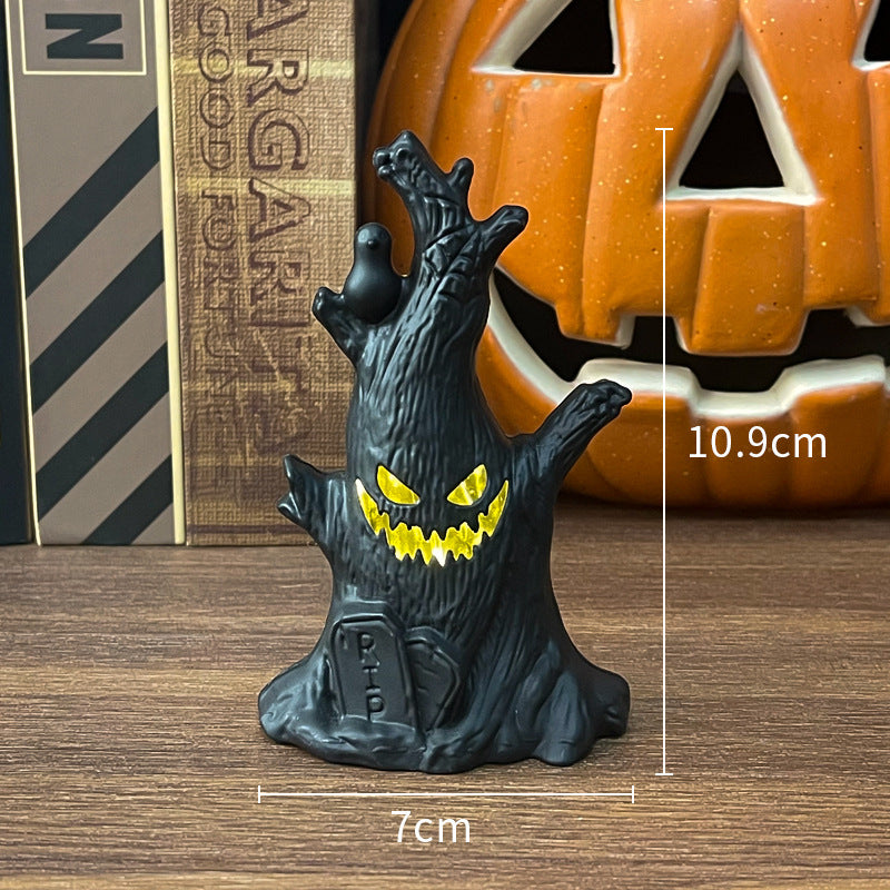 Halloween Decorative Funny Pumpkin Night Light Ghost Stump Decoration Scary Ghost Bedroom Scene Decoration Lamp