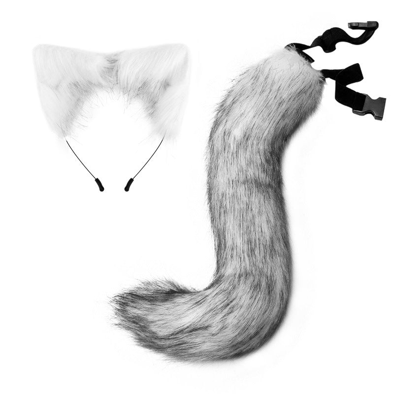 Halloween Cosplay Fake Fox Fur Tail Costume Accessory Animal Tail Cat Ear Headband Hairband Drop Shipping