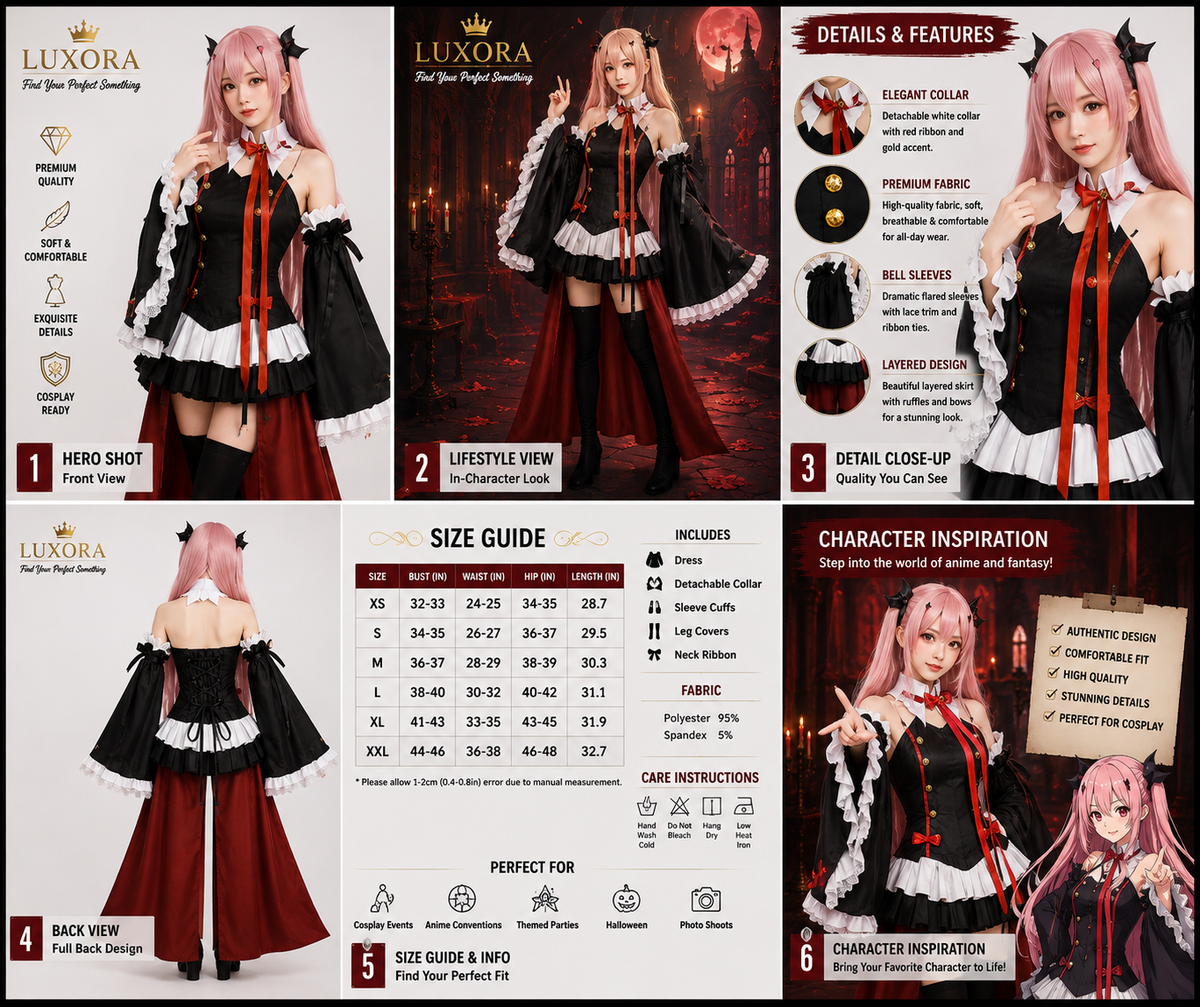 Krululu Vampire Cosplay Costume – Women's Halloween Anime Outfit with Accessories