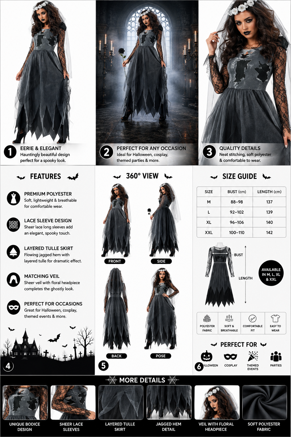 Devil Vampire Bride Cosplay Dress – Women's Halloween Costume