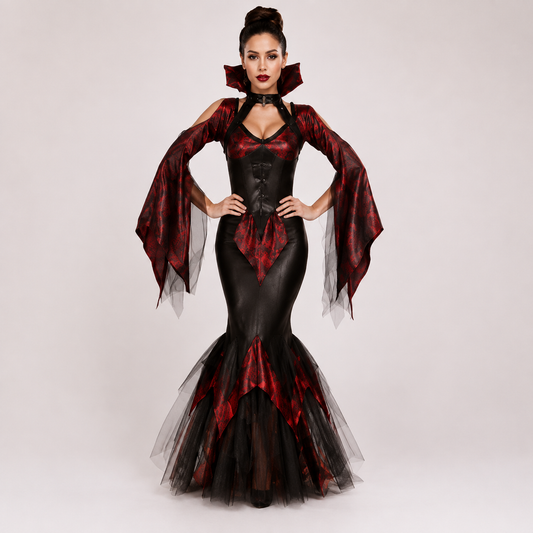 Royal Witch & Devil Queen Two-Piece Halloween Costume – Vampire Role Play Set