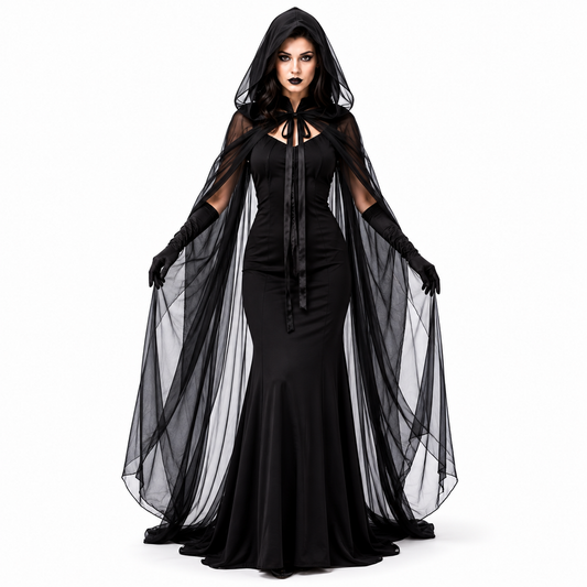 Halloween Night Wandering Soul Ghost & Witch Costume Dress – Milk Silk Full-Length Cosplay (S–XXL)