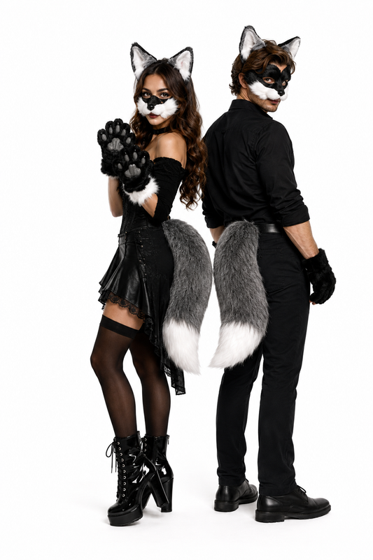 Multiple Plush Fox Mask Sets with Faux Fox Ears Headband, Tail, Animal Paws and Cosplay Accessories