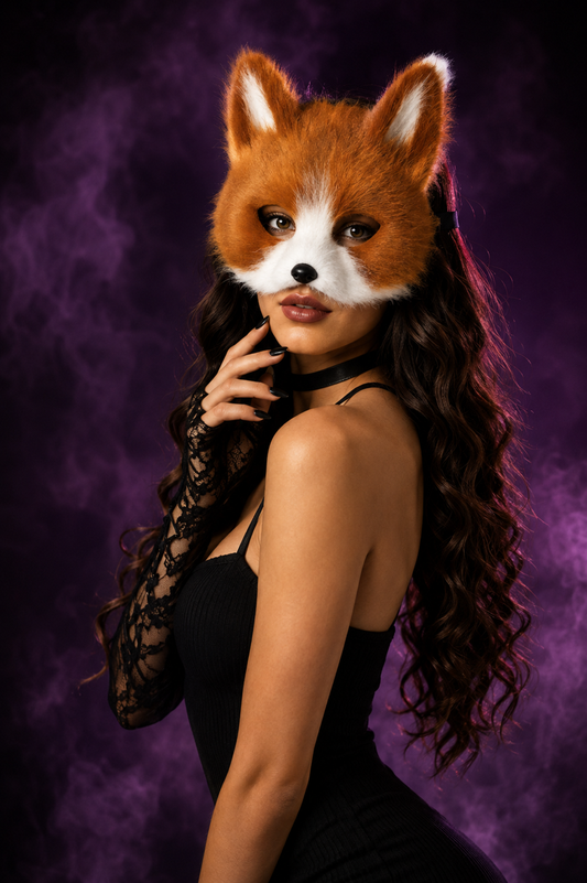 Halloween Party Furry Half-Face Cat Fox Mask Cosplay Cat Face Mask Accessory