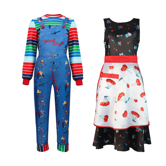Chucky & Tiffany Cosplay Costume – Child's Play | Chucky Overalls Set or Tiffany Gothic Set | Adults & Kids