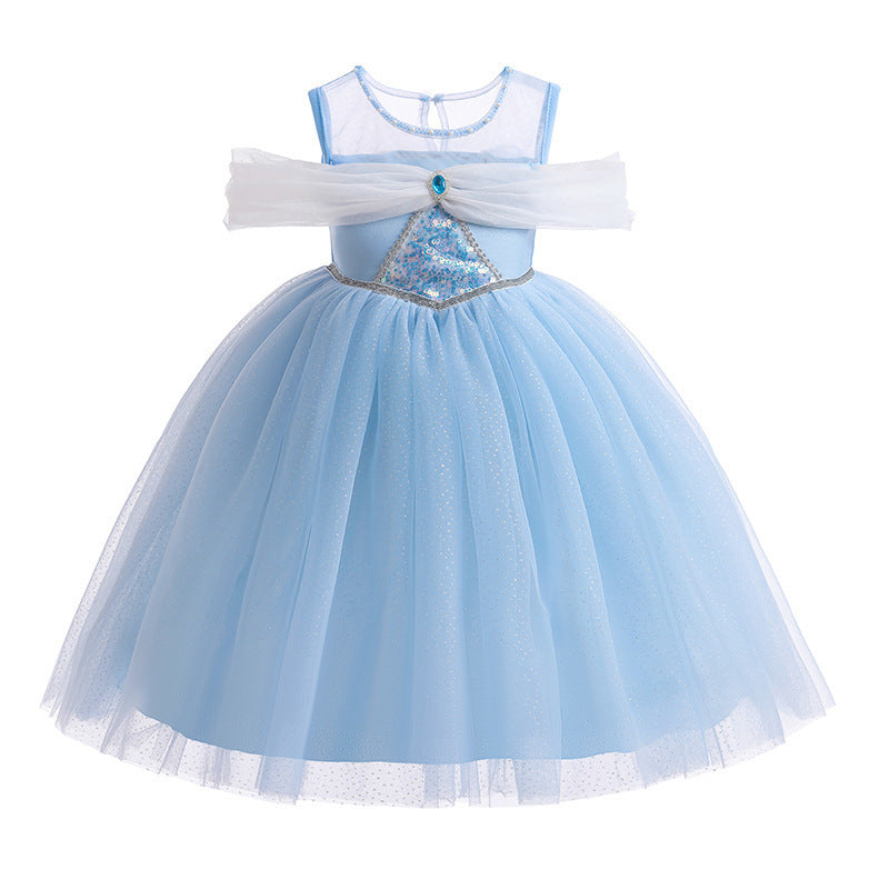 Halloween Princess Elsa Dress for Girls, New Fashionable Tulle Skirt, Formal Dress, Performance Costume, Children's Elsa Dress