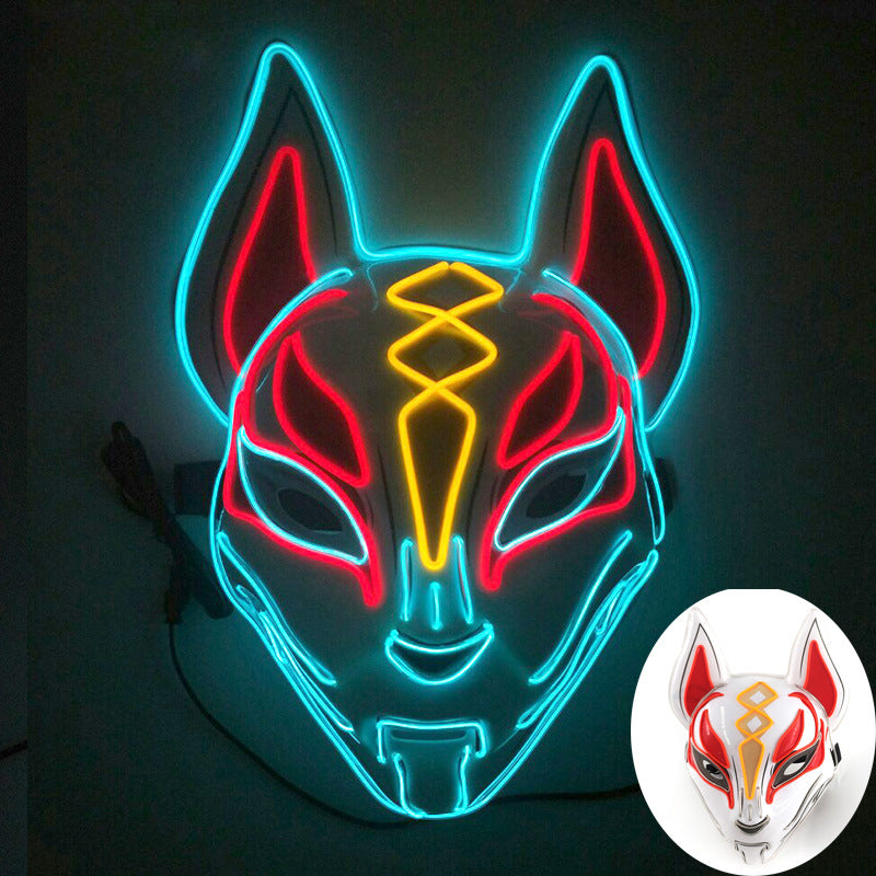 Halloween Party Glow Mask, Colorful Light Fox Mask, Costume Party Role Play LED Atmosphere Prop