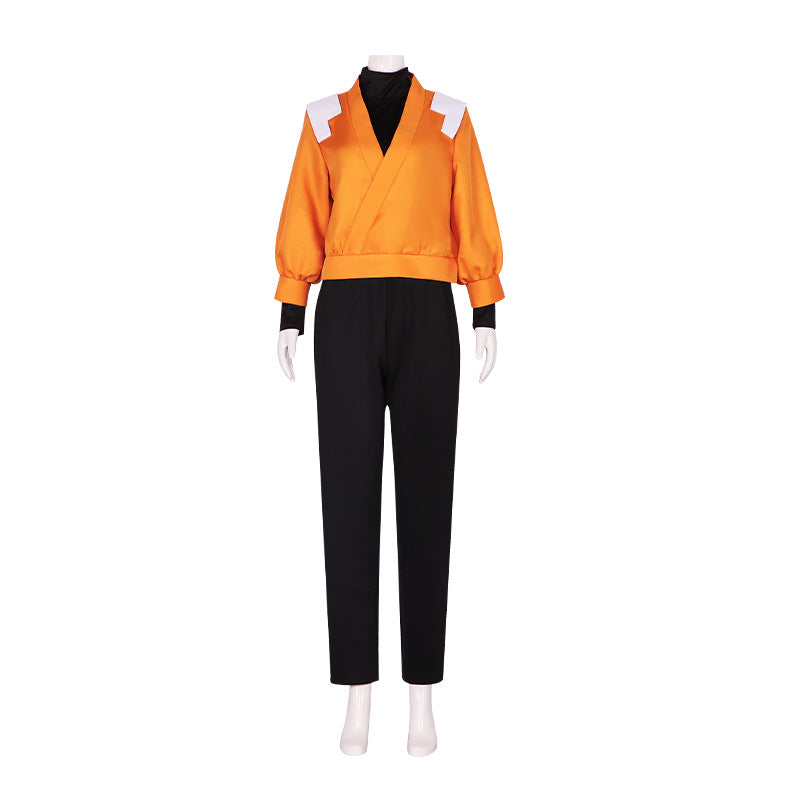 Yoruichi Shihoin Cosplay Costume – Bleach | Orange Wrap Top & Black Pants Set | Unisex S–3XL