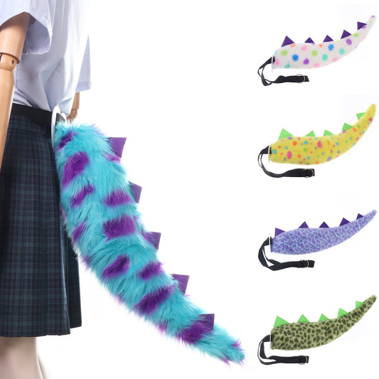 Halloween Green Dinosaur Tail Cosplay Monster Sulley Tail Adjustable Children's Performance Stage Prop