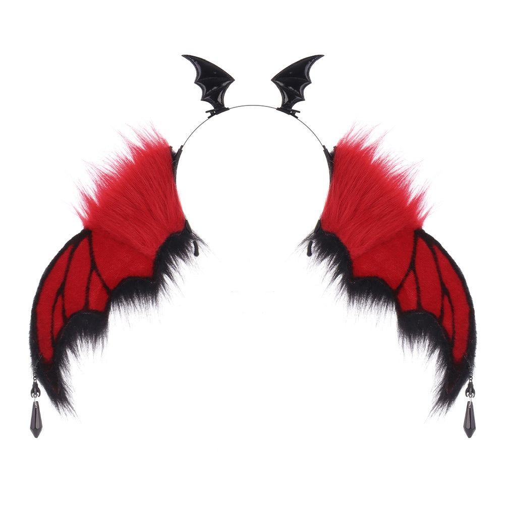 Dark Style Devil Bat Headband Halloween Convention Devil Horns Cosplay Bendable Animal Ears Performance Prop