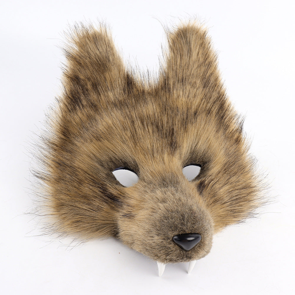 Halloween Realistic Wolf Tooth Mask 3D Set Cosplay Lone Wolf Plush Animal Tail Party Costume Accessory