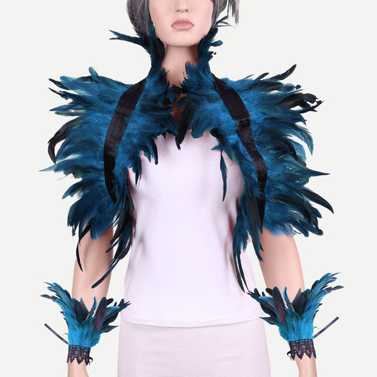 Halloween Feather Shawl Bracelet Set Feather Shawl Punk Feather Party Costume Festival Outfit