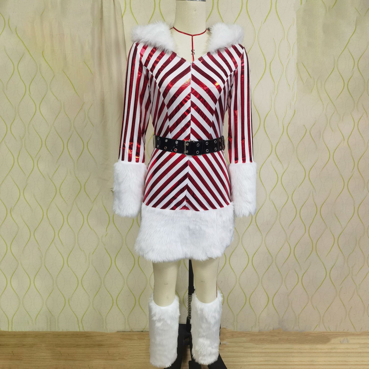 Striped Christmas costume, Christmas costume, COS costume, performance costume, foot set, Christmas costume