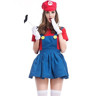 Halloween Mary cosplay game costume group stage performance costume plumber overalls parent-child costume
