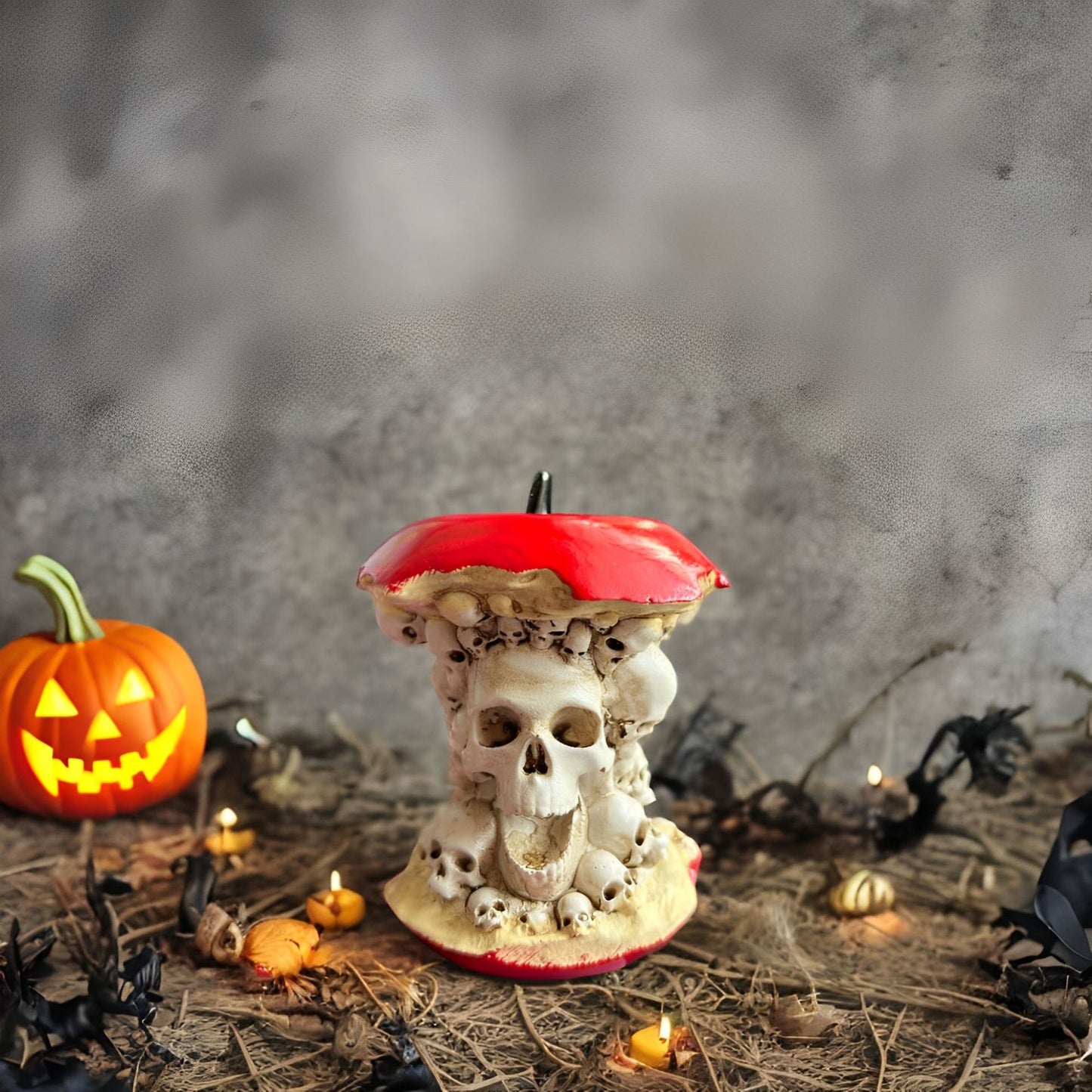 Halloween Resin Skull Apple Mini Statue Home Desktop Decoration Craft Ornament