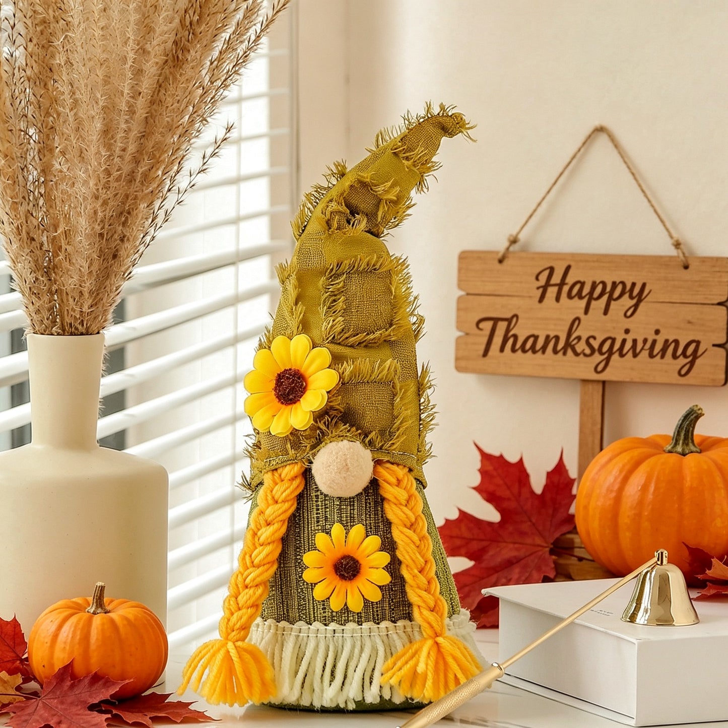 Harvest Festival Sunflower Maple Leaf Rudolph Thanksgiving Faceless Doll Desktop Display Figurine