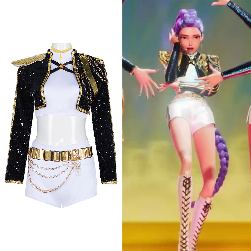 Lumi, Zoe & Mira Cosplay Costume – Wuthering Waves | Black Sequin Military Stage Outfit | Adults & Kids