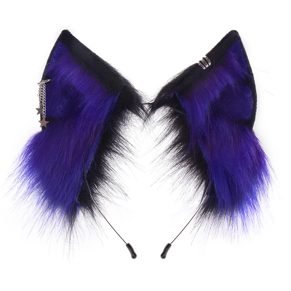 New Halloween Handmade Animal Ears Headband Cosplay Plush Realistic Fox Ears Anime Convention Live Stream Cat Headwear