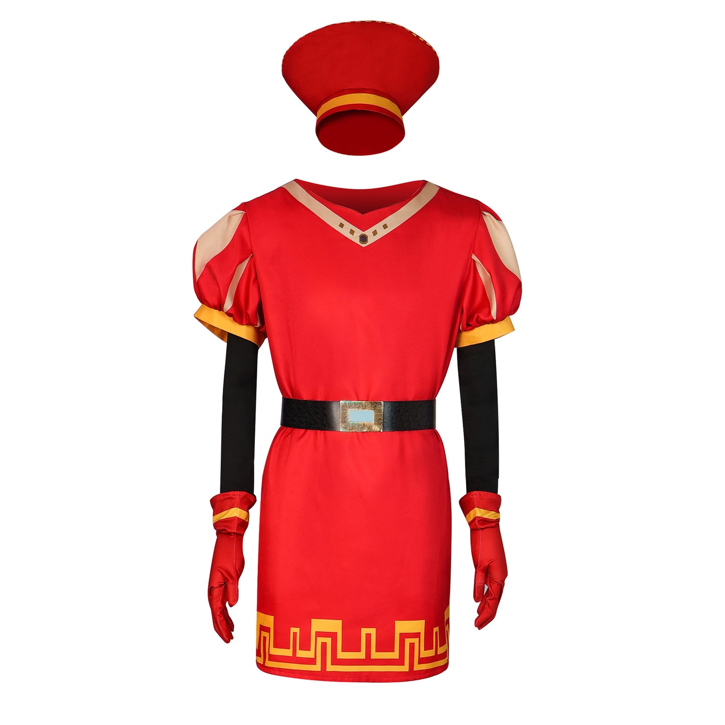 Lord Farquaad Cosplay Costume – Shrek | Red Tunic, Floor-Length Cape, Gold Belt, Arm Guards & Hat | Kids & Adults