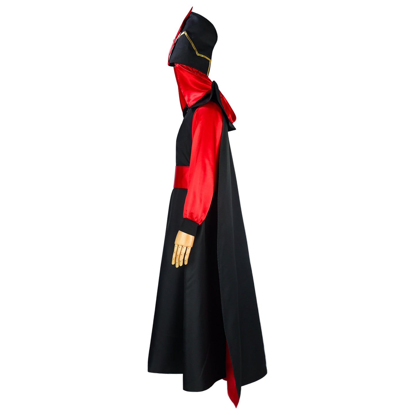 Jafar Cosplay Costume – Aladdin (Disney) | Black & Red Floor-Length Robe with Cape, Sash Belt & Vizier Hat | S–3XL