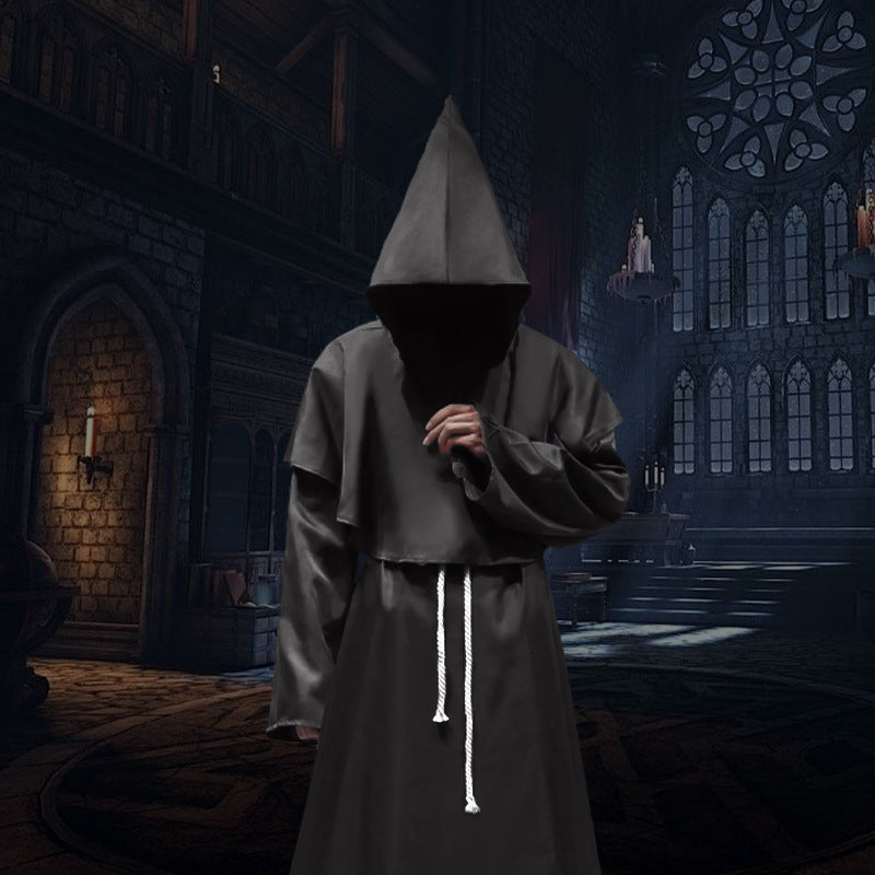 Halloween Vintage Medieval Monk Costume  Priest Robe Pastor Costume Wizard Cosplay Stage Performance Costume