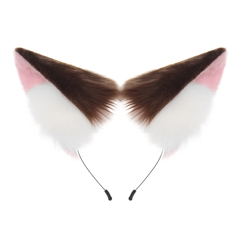Halloween Plush Cat Girl Ears Realistic Fox Headpiece Cosplay Prop Handmade Animal Ears Hairband Comic Convention Hair Accessory