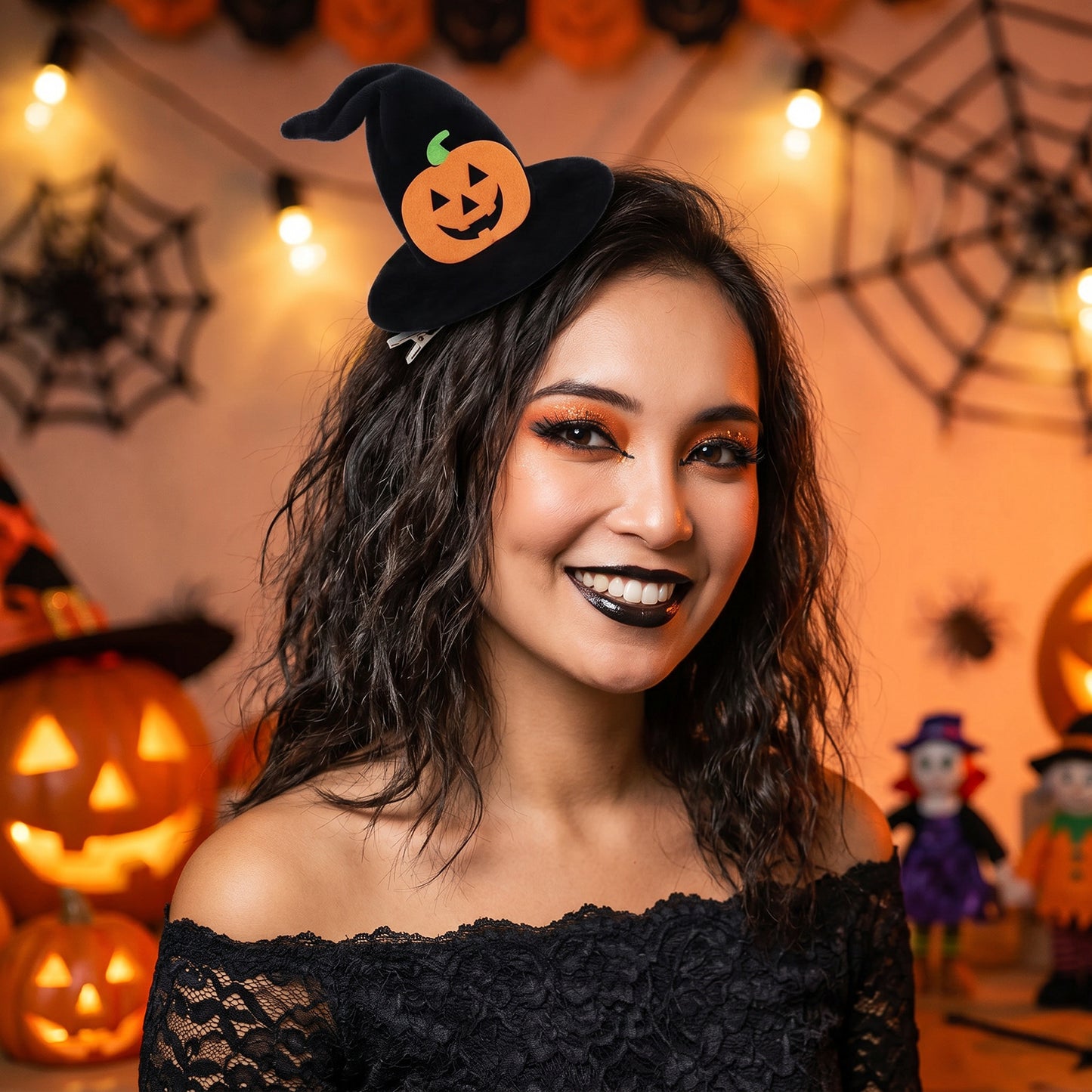 Halloween Witch Hat Hair Clip, Pumpkin Headwear for Party Cosplay, Fun and Quirky Hair Accessories