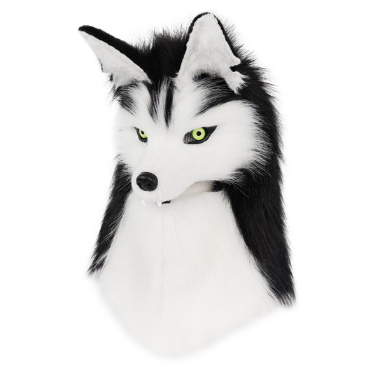 Faux Fur Wolf Half-Face Mask – Halloween Viking Medieval Costume Headpiece