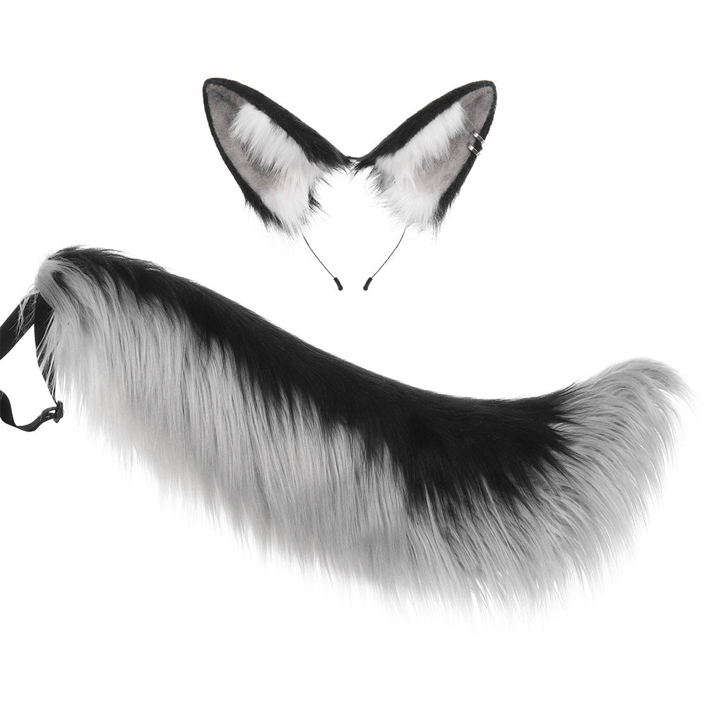 Halloween Handmade Wolf Cosplay Costume with Realistic Fur, Animal Ears and Tail Set for Anime Convention Accessories